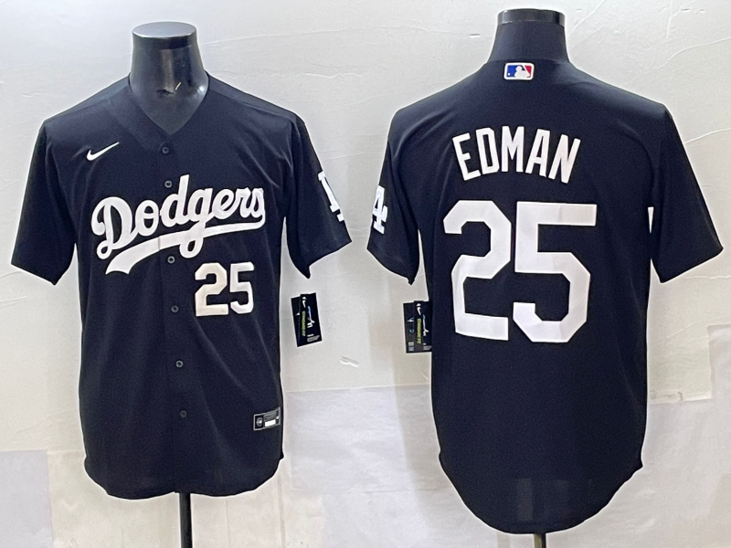 Men Los Angeles Dodgers #25 Edman black Nike MLB jersey style 2